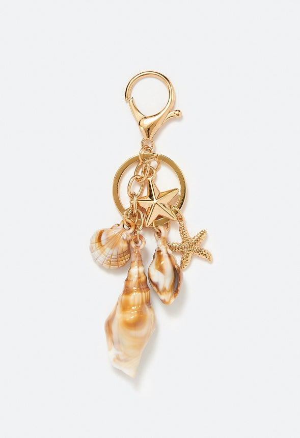 Lana Shell And Starfish Drops Bag Charm Cream/ Gold
