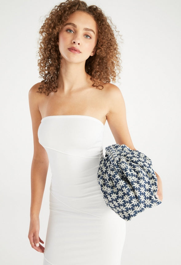 Ruched Pouch Blue Ashes Floral