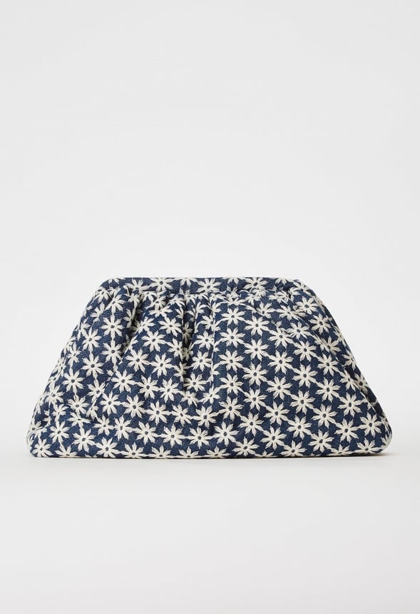 Ruched Pouch Blue Ashes Floral