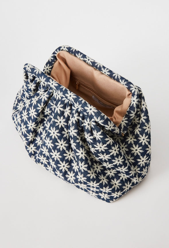 Ruched Pouch Blue Ashes Floral