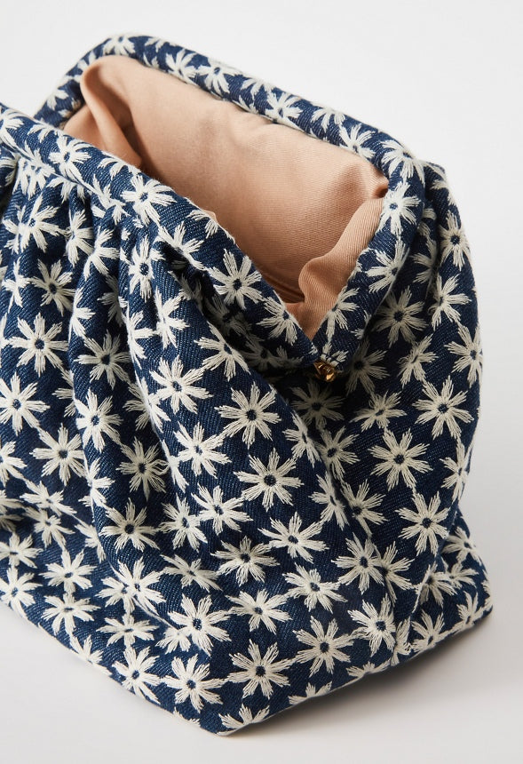 Ruched Pouch Blue Ashes Floral