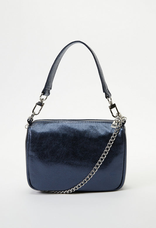 Zippered Pouch Blue Metallic