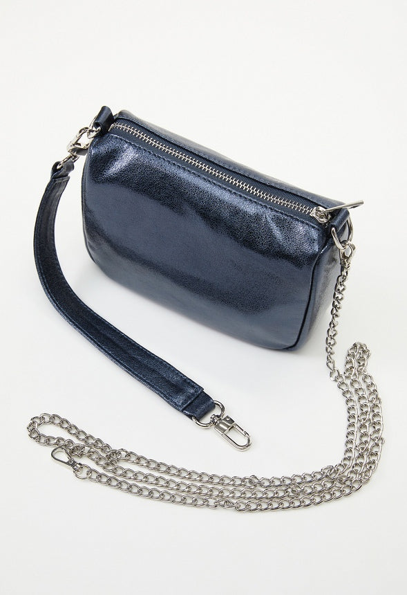 Zippered Pouch Blue Metallic