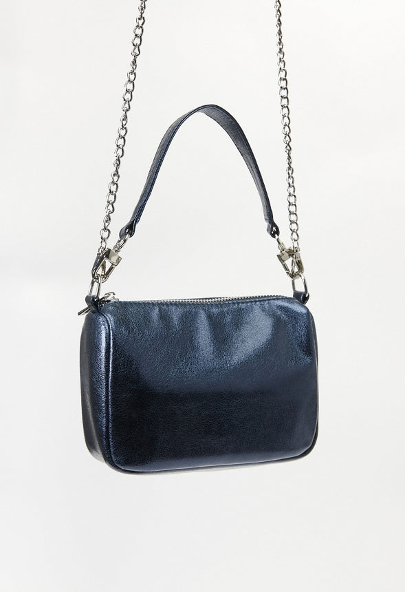 Zippered Pouch Blue Metallic