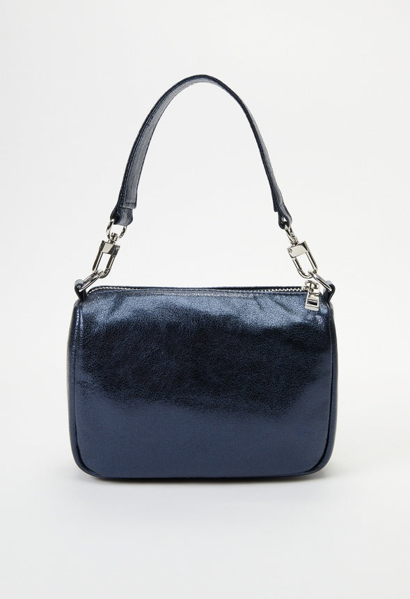 Zippered Pouch Blue Metallic
