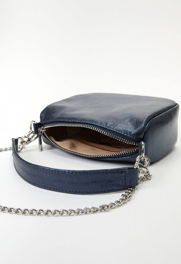 Zippered Pouch Blue Metallic