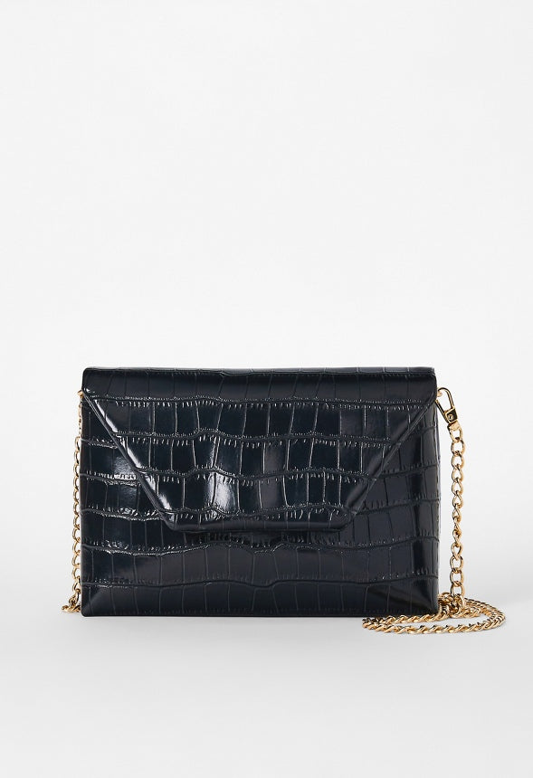 Envelope Clutch Black Croc