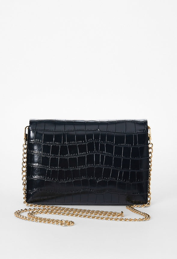 Envelope Clutch Black Croc