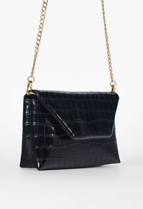 Envelope Clutch Black Croc