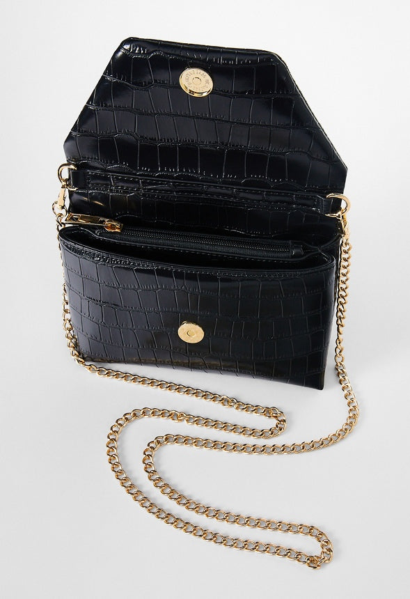 Envelope Clutch Black Croc