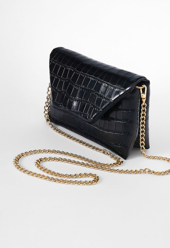 Envelope Clutch Black Croc
