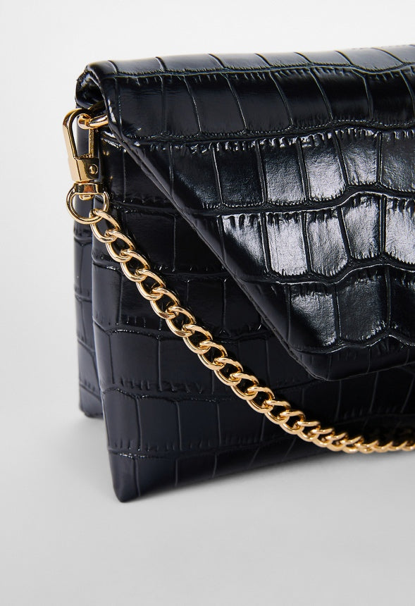 Envelope Clutch Black Croc