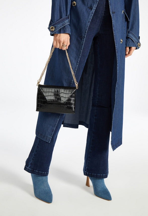 Envelope Clutch Black Croc