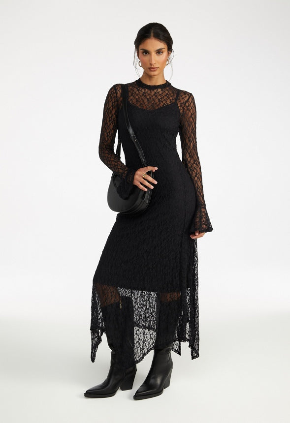 Lace Maxi Dress Black Caviar