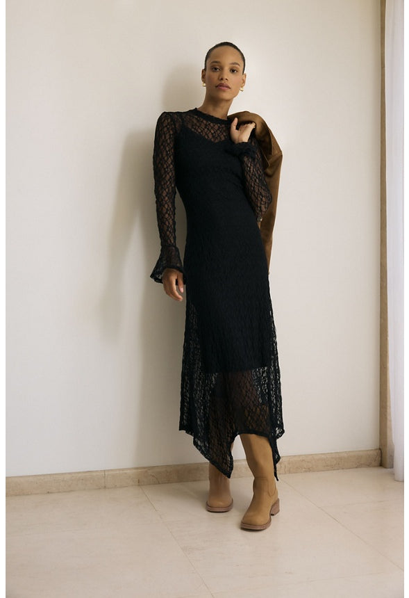 Lace Maxi Dress Black Caviar
