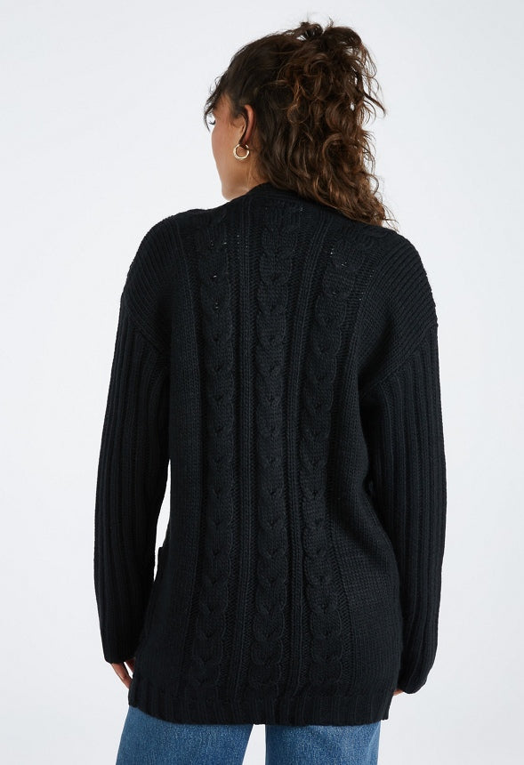 Textured Boyfriend Cardigan Caviar