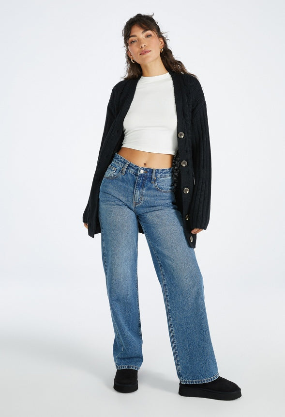 Textured Boyfriend Cardigan Caviar