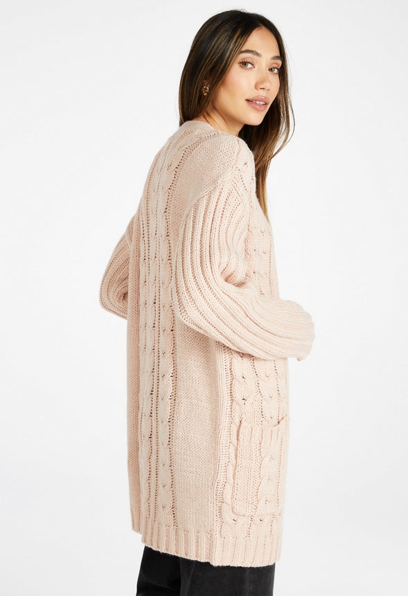 Textured Boyfriend Cardigan Rose Smoke