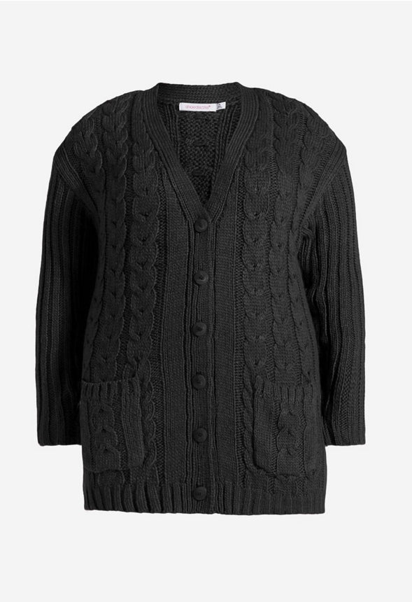 PLUS SIZE TEXTURED BOYFRIEND CARDIGAN Caviar
