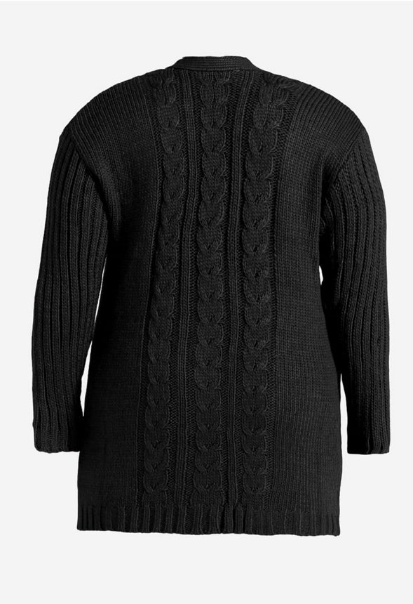 PLUS SIZE TEXTURED BOYFRIEND CARDIGAN Caviar