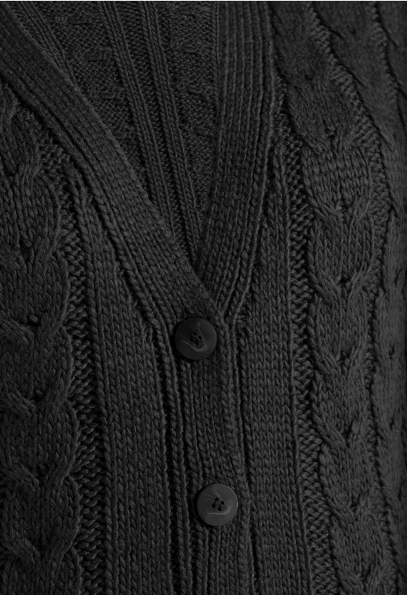 PLUS SIZE TEXTURED BOYFRIEND CARDIGAN Caviar