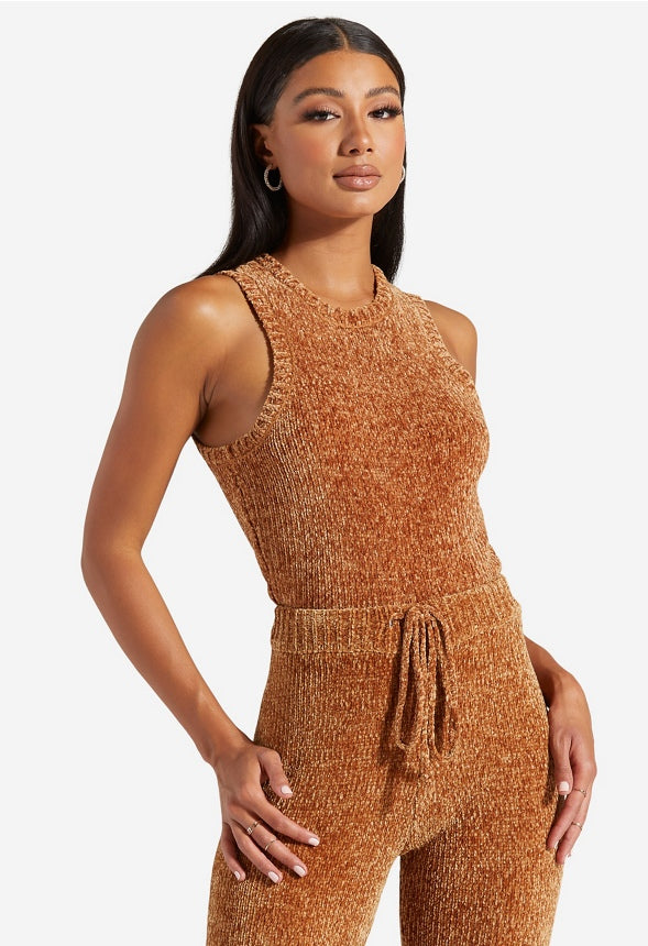 CHENILLE LOUNGE TANK Brown