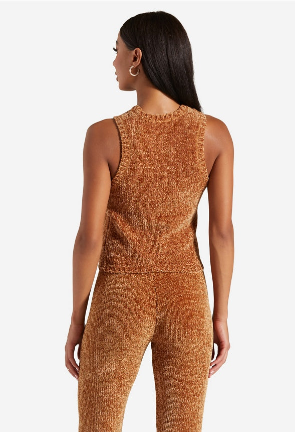 CHENILLE LOUNGE TANK Brown