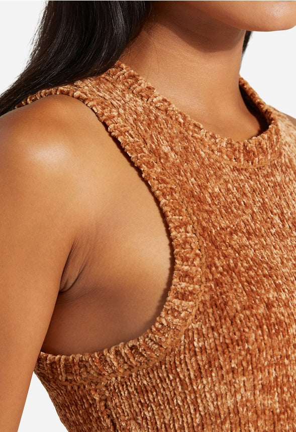 CHENILLE LOUNGE TANK Brown