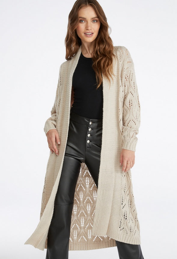 Cozy Crochet Cardigan Beige