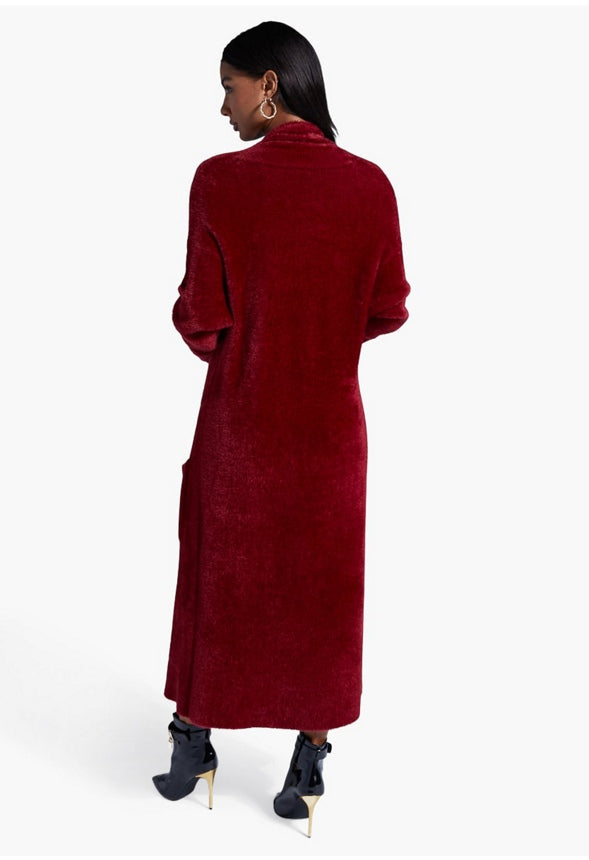 FUZZY COCOON SWEATER COAT Rhubarb