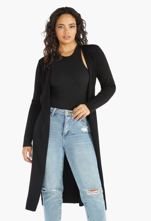 LUXE SOFT RIB CARDIGAN Black