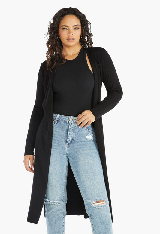 LUXE SOFT RIB CARDIGAN Black