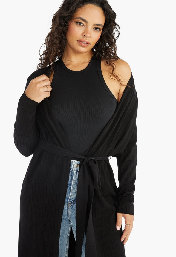 LUXE SOFT RIB CARDIGAN Black