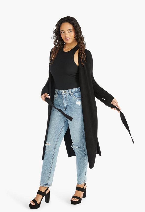 LUXE SOFT RIB CARDIGAN Black