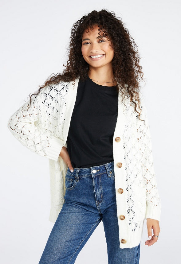Popcorn Boyfriend Cardigan Marshmallow