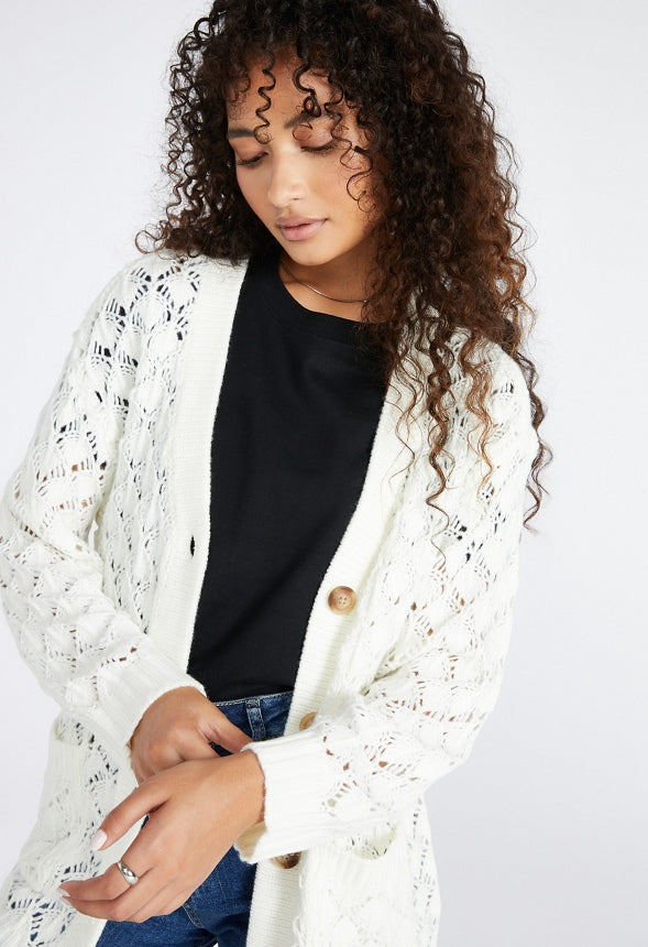 Popcorn Boyfriend Cardigan Marshmallow