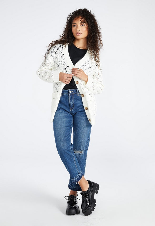 Popcorn Boyfriend Cardigan Marshmallow