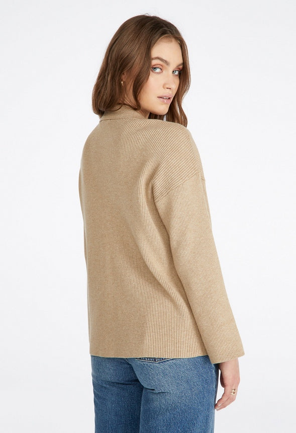 Soft Button Down Sweater Cardigan Taupe