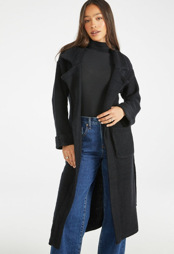 Premium Chunky Cardigan Coat Black Caviar