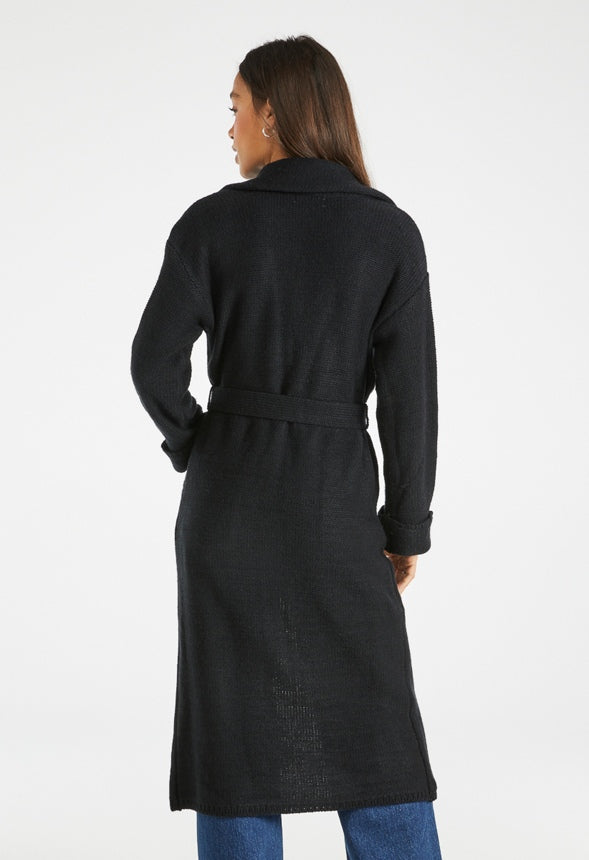 Premium Chunky Cardigan Coat Black Caviar