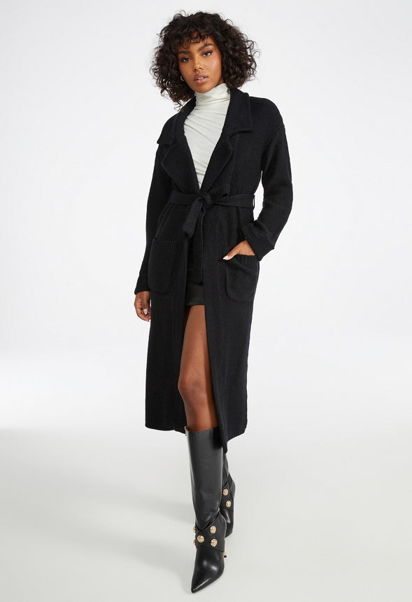 Premium Chunky Cardigan Coat Black Caviar