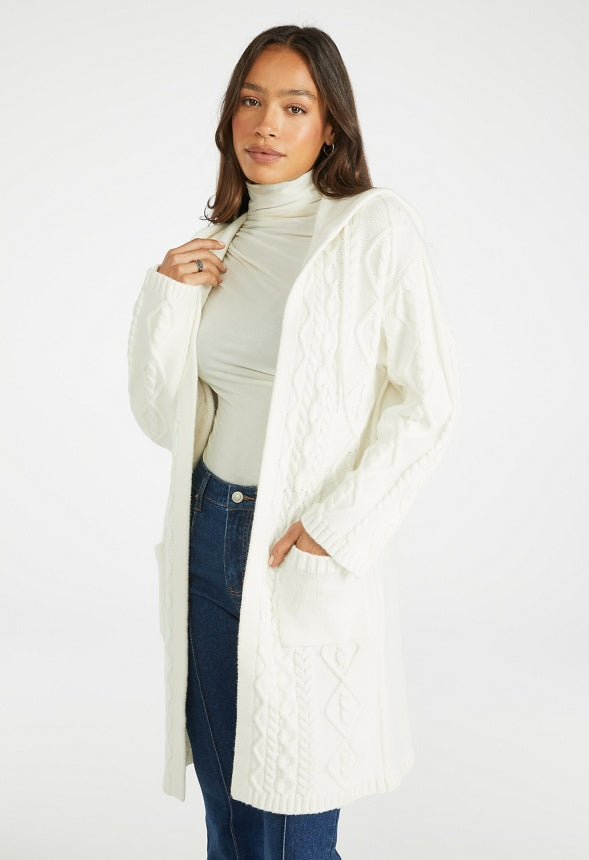 Hooded Sweater Cardigan Marshmallow