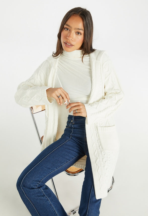 Hooded Sweater Cardigan Marshmallow