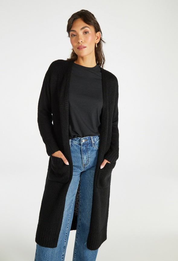 Long Sweater Cardigan Black Caviar