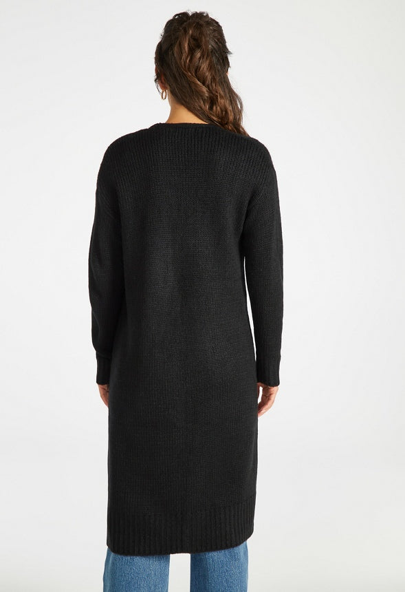 Long Sweater Cardigan Black Caviar