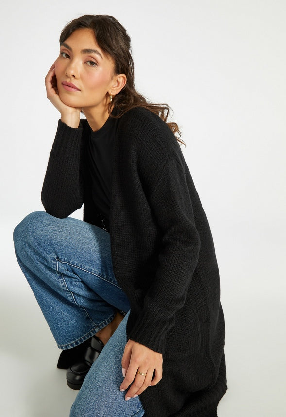 Long Sweater Cardigan Black Caviar