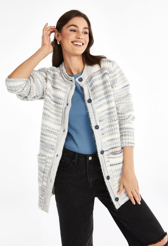 Biggie Spacedye Cardigan Blue Spacedye