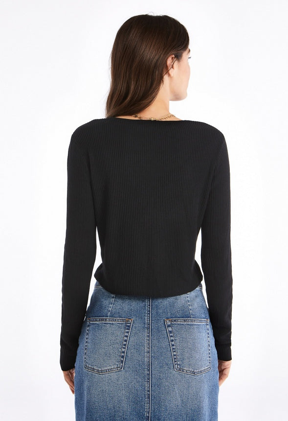 Tie Front Cardigan Black