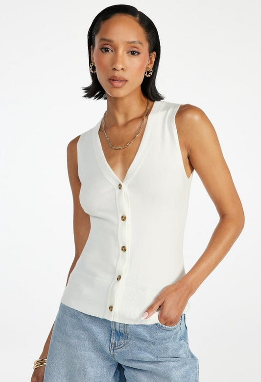 V-Neck Sweater Vest Pristine White