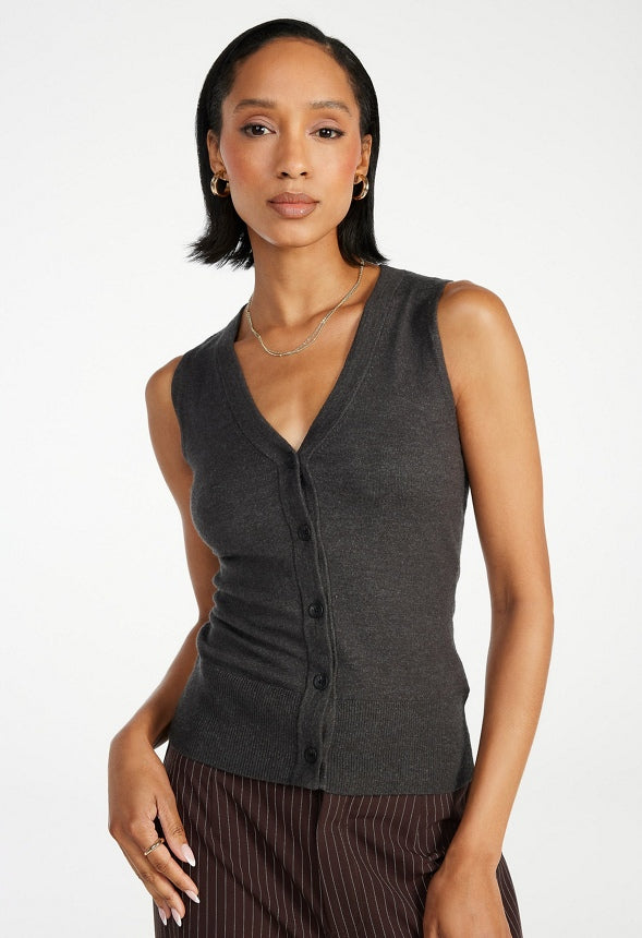 V-Neck Sweater Vest Charcoal Grey